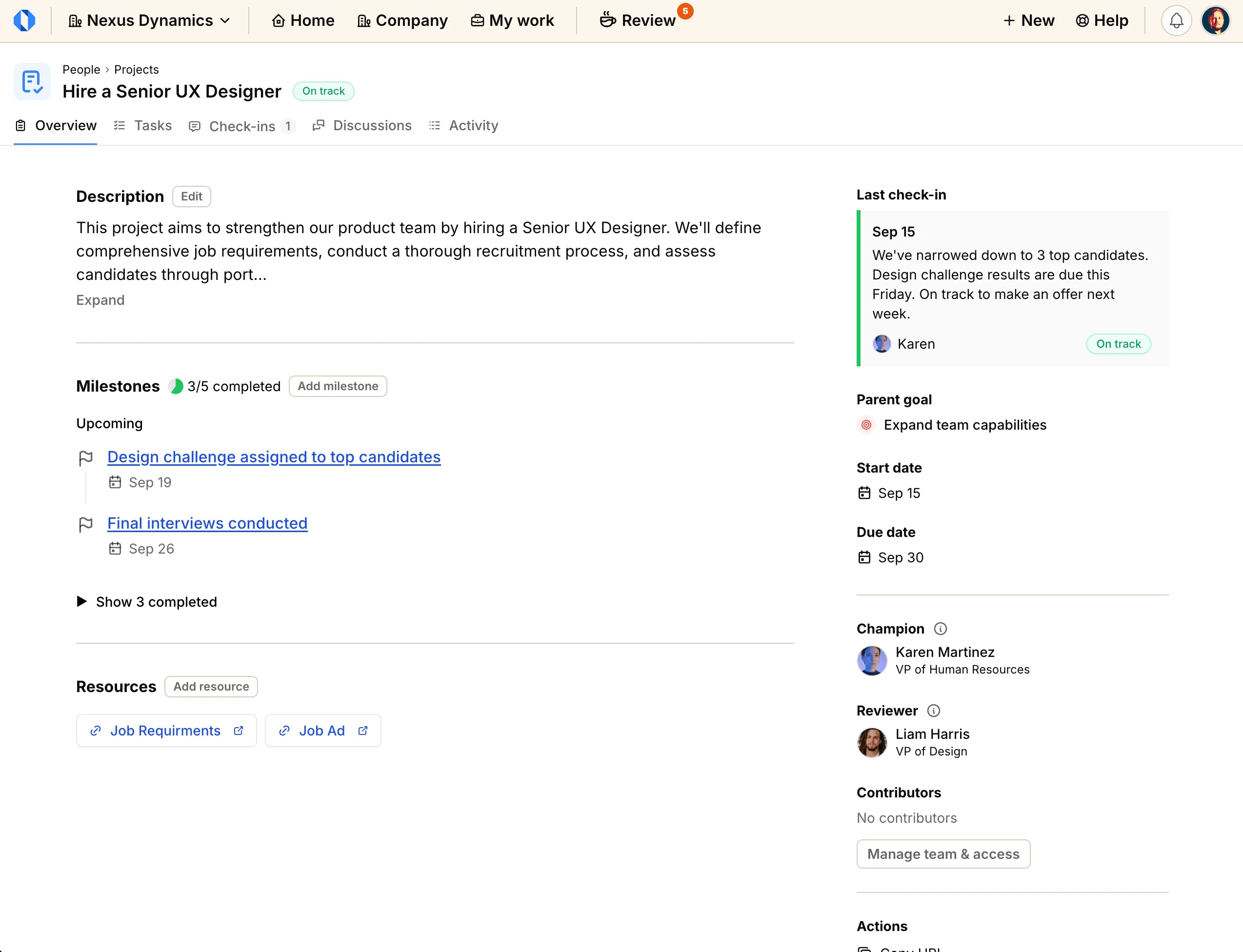 New Project Page