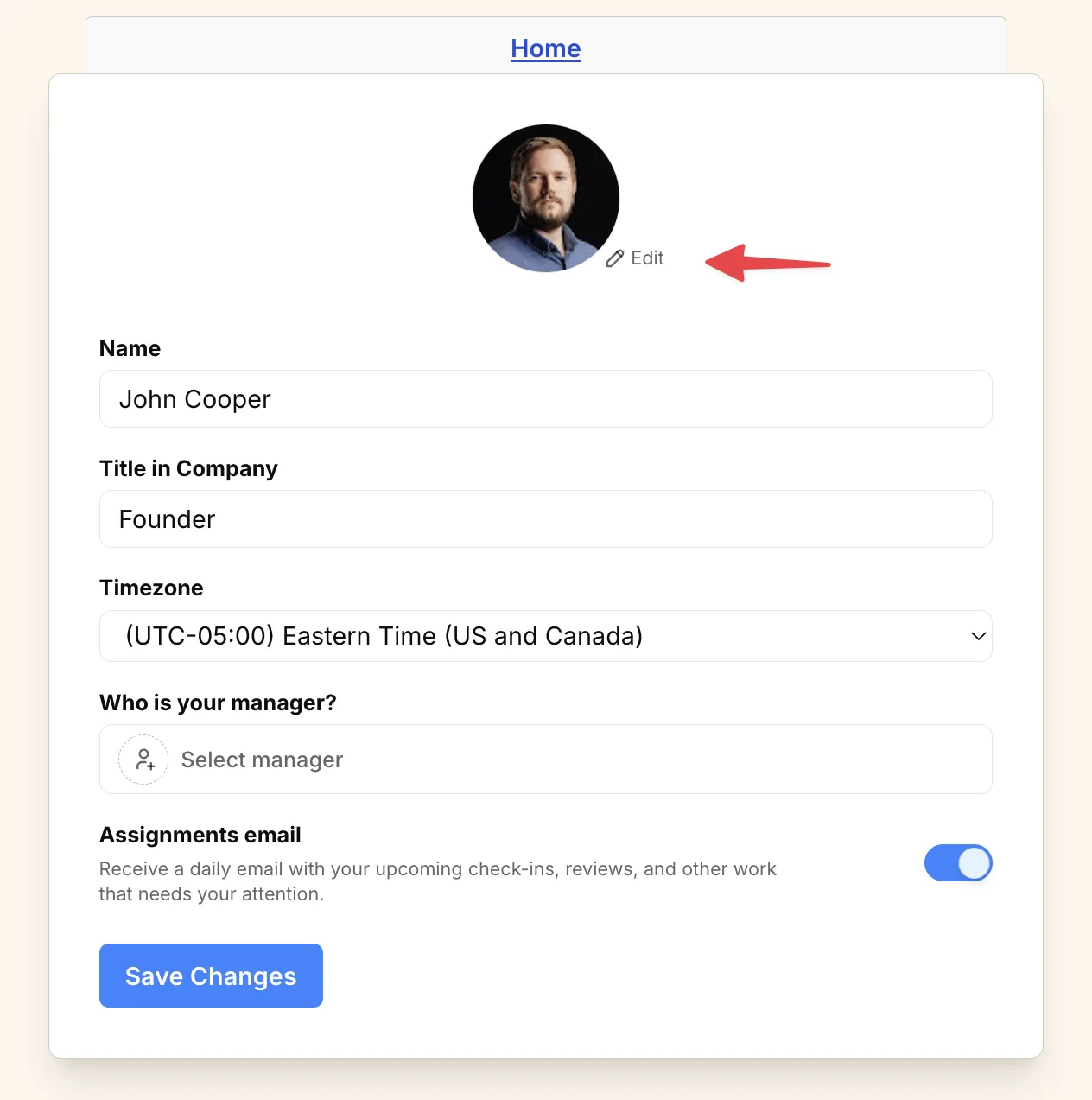 Screenshot: Update profile picture